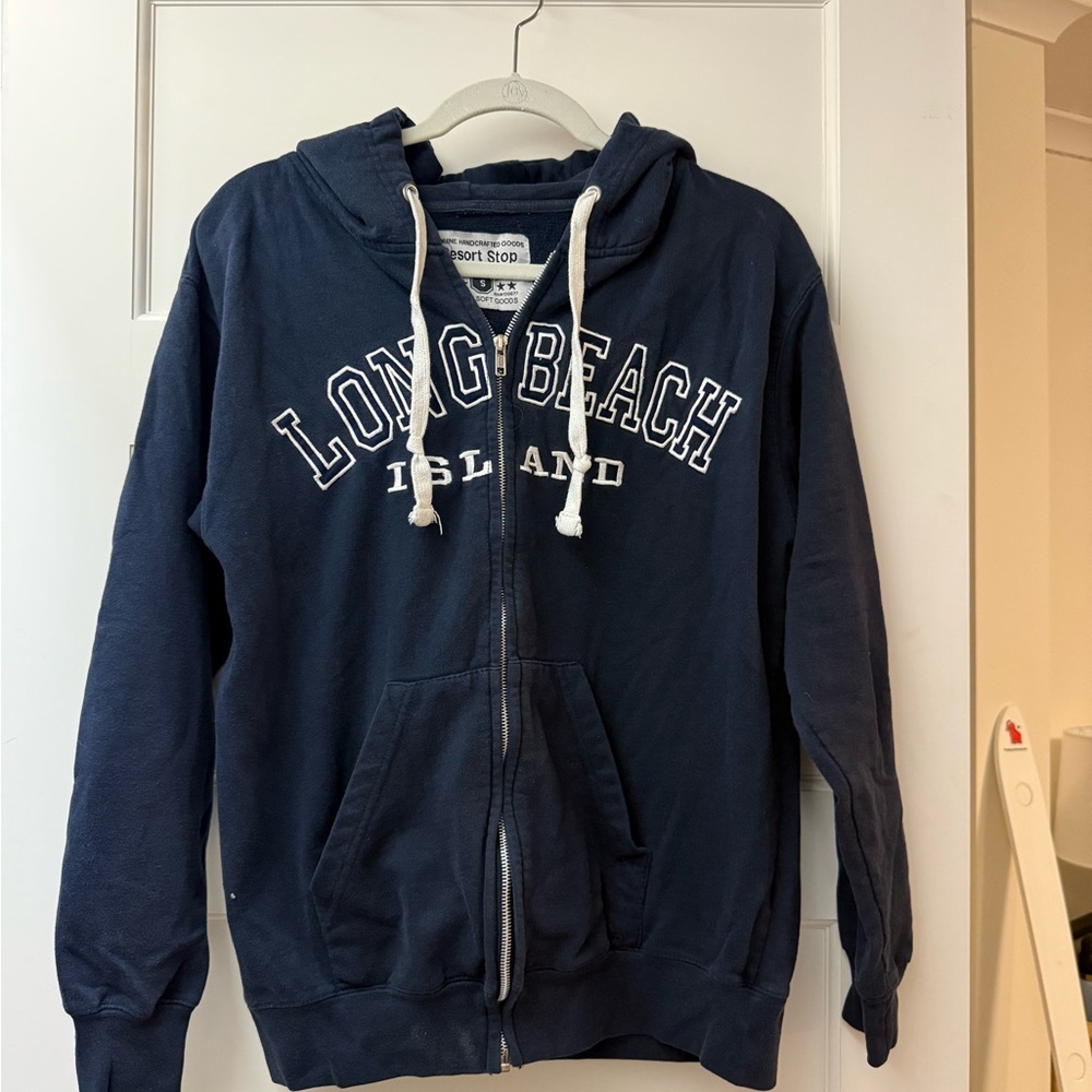 Navy Blue Long Beach Island Zip-up
